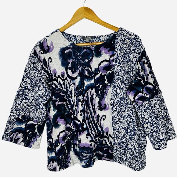 Habitat Stir It Up Patchwork Floral Cropped Sleeve Top - Picture 1 of 7
